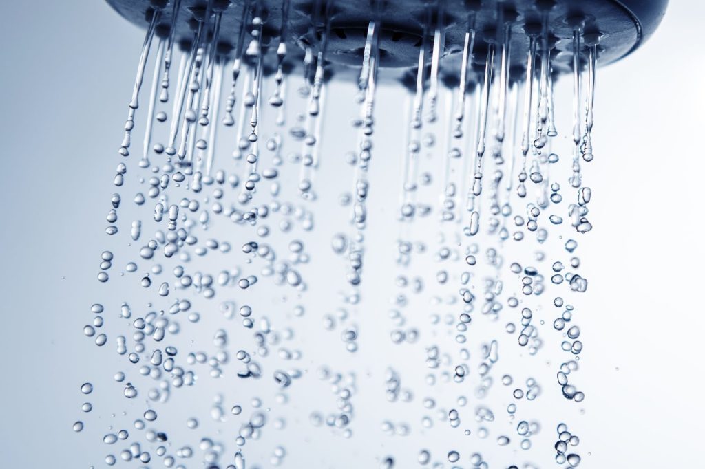 water coming out of a rain showerhead